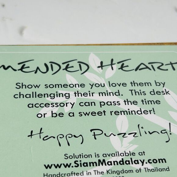 Mended Heart Wooden Puzzle Siam Mandalay Tangram NEW Sealed Desk Accessory 5X5” - Picture 5 of 5